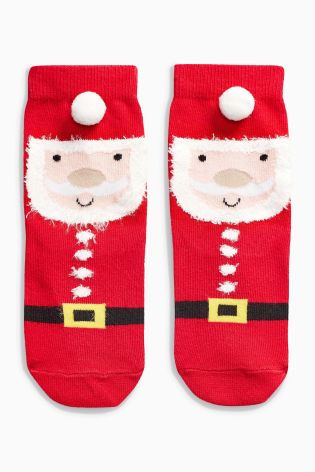 Red Santa Socks One Pack (Younger Girls)